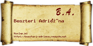 Beszteri Adriána névjegykártya